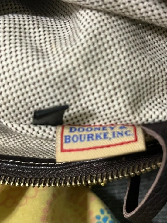 Dooney & Bourke Brown Logo Canvas Shoulder Bag with Dark Brown Trim - Picture 13 of 16